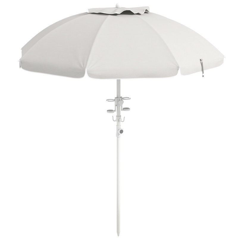 Parasol portatif à inclinaison réglable en hauteur Outsunny, Blanc, crème