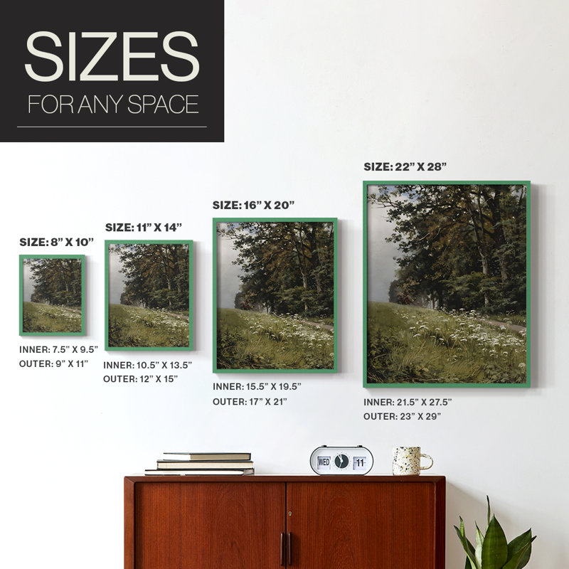 Impression florale vintage encadrée CCXCIX - bois massif, H 21 po x l 17 po, Vert