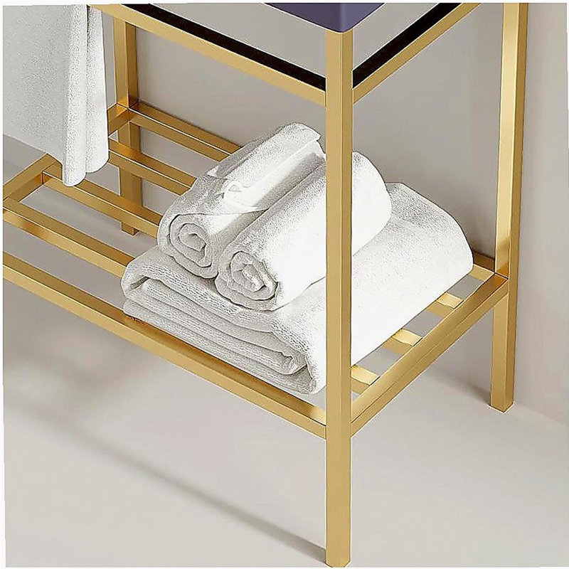 Commode de salle de bain 24 po avec bol en céramique, ensemble de comptoir de salle de bain indépendant, bol en céramique rectangulaire sans robinet