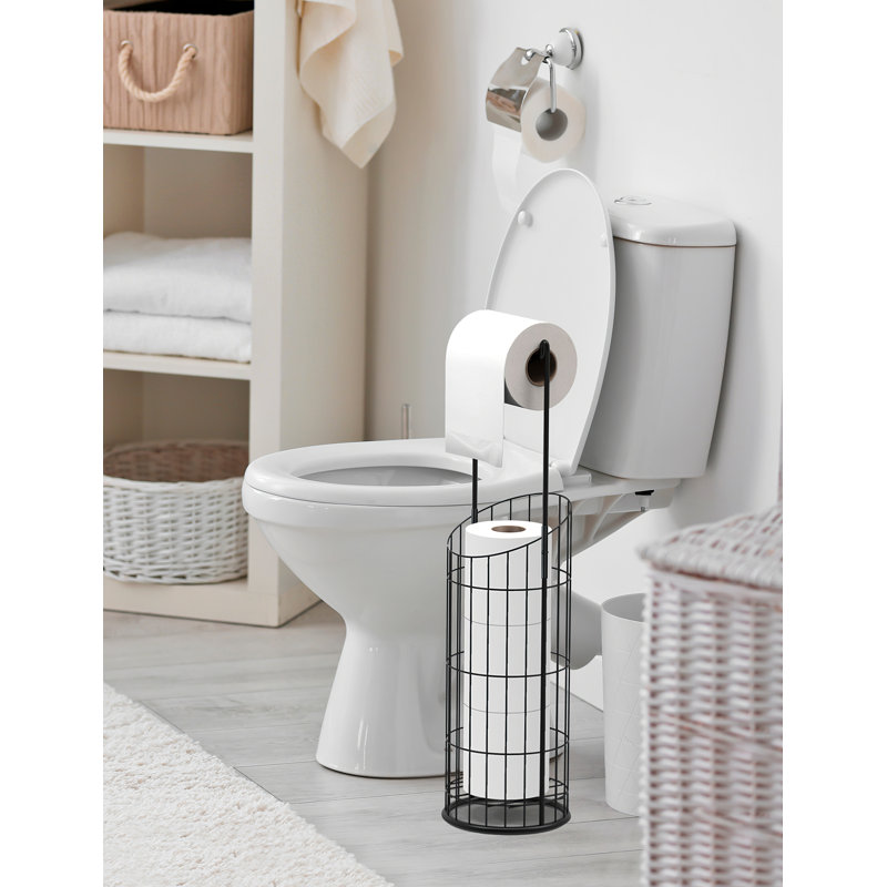 Très grand porte-papier hygiénique sur pied, Noir mat