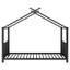 Structure de lit simple en métal noir avec toit-1023672971