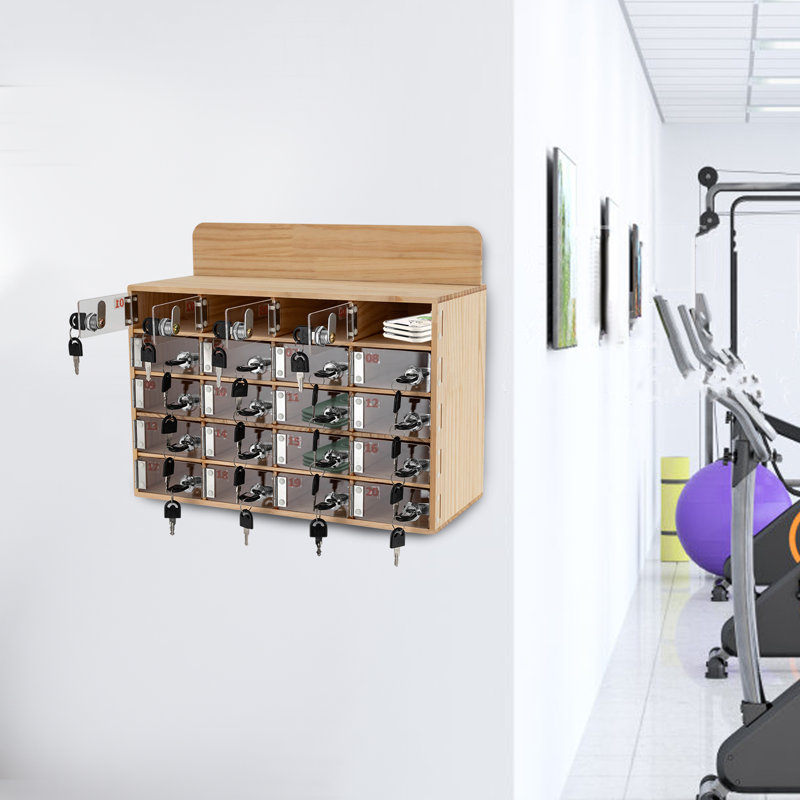Armoire de rangement pour téléphone portable en bois à 20 emplacements avec clés, 11.18" H x 16.89" W x 7.4" D