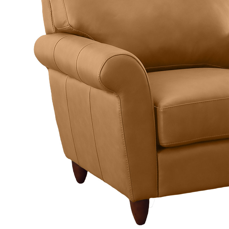 Ensemble de canapé et de deux chaises 100% cuir fleur Buxton, Caramel