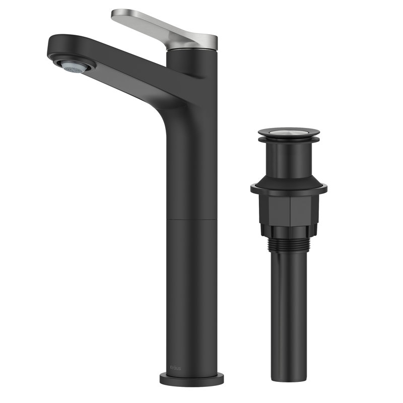 KRAUS Indy Bathroom Faucet For Vessel Sink In Spot-Free With Single Handle, Pop Up Drain And Supply Lines