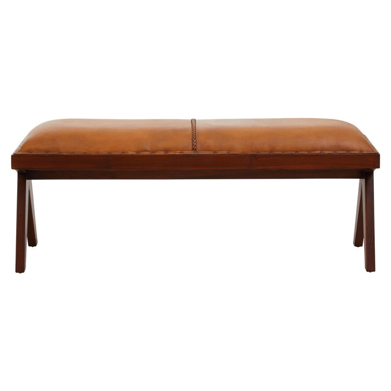 Waylan Genuine Leather Upholstered Bench