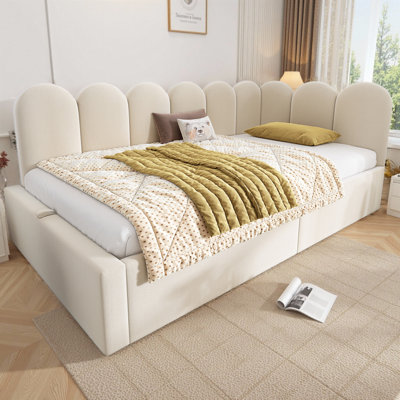 Velvet Upholstered Daybed with Hydraulic Storage - Twin Size Ottoman Sofa Bed with Metal Slatted Frame, Space-Saving Design for Small Rooms & Guest Sp by Mercer41