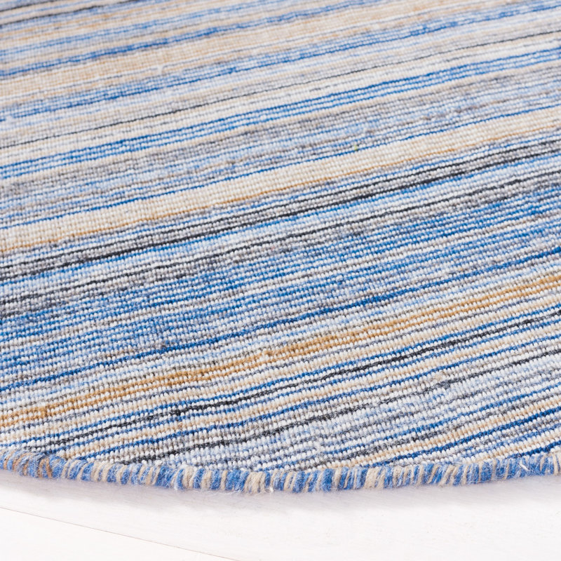 Abdirahmaan Flat Weave Performance Striped Rug, Round 6'