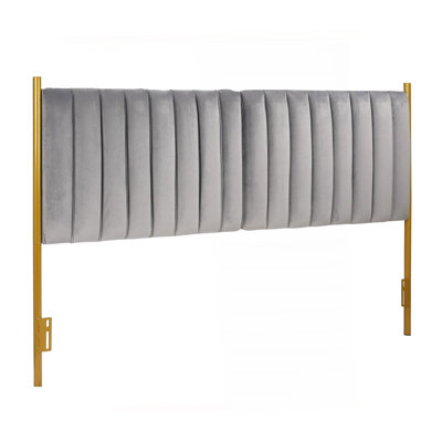 Tête de lit Chloe Contemporary / Glam en acier doré et velours gris par Lumisource