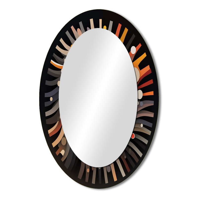 Eye of Consciousness Retro Futuristic - Miroir décoratif figuratif ovale sur métal, 36 po x 24 po