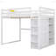 Lit mezzanine en bois avec garde-robe intégré et tablettes de rangement-106602804