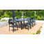 Table de salle à manger d'extérieur rectangulaire en aluminium avec trou pour parasol Rajni, l 93,9 po x P 41,7 po-1034984643