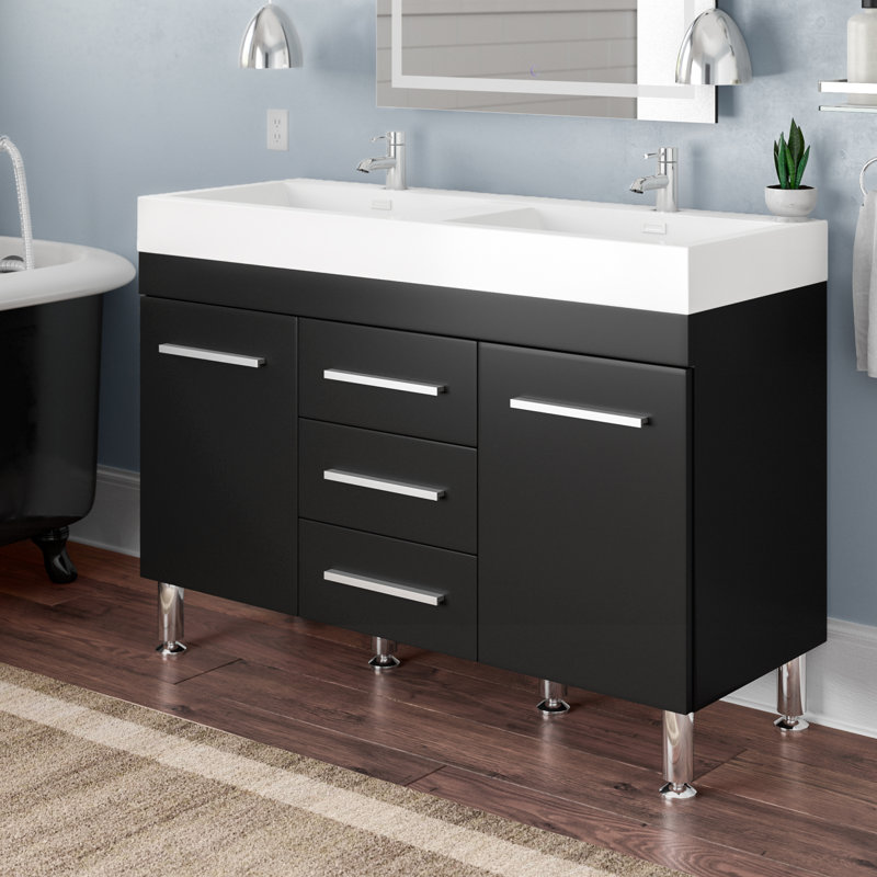 Ensemble de meuble-lavabo double 48 po Roylene, Noir