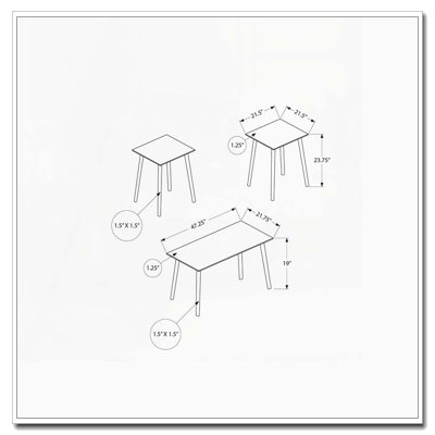 3-Piece Contemporary Coffee Table Set Light Walnut