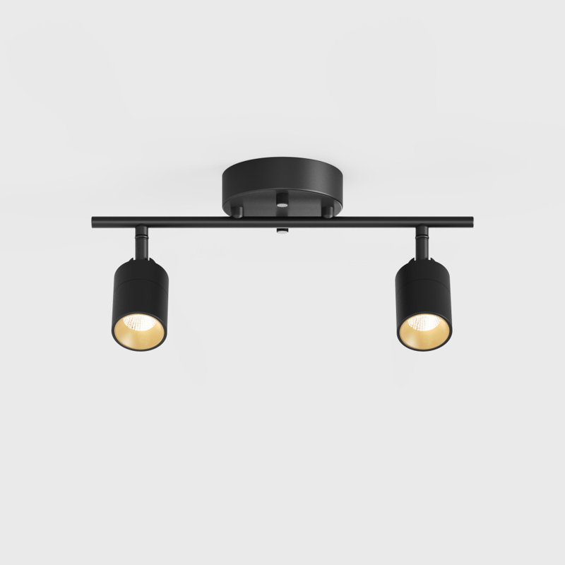 Shura 2-Light Integrated LED Track Light with Rotatable Heads, 1 ft. Fixed Track Lighting Kit, 3000k, Black