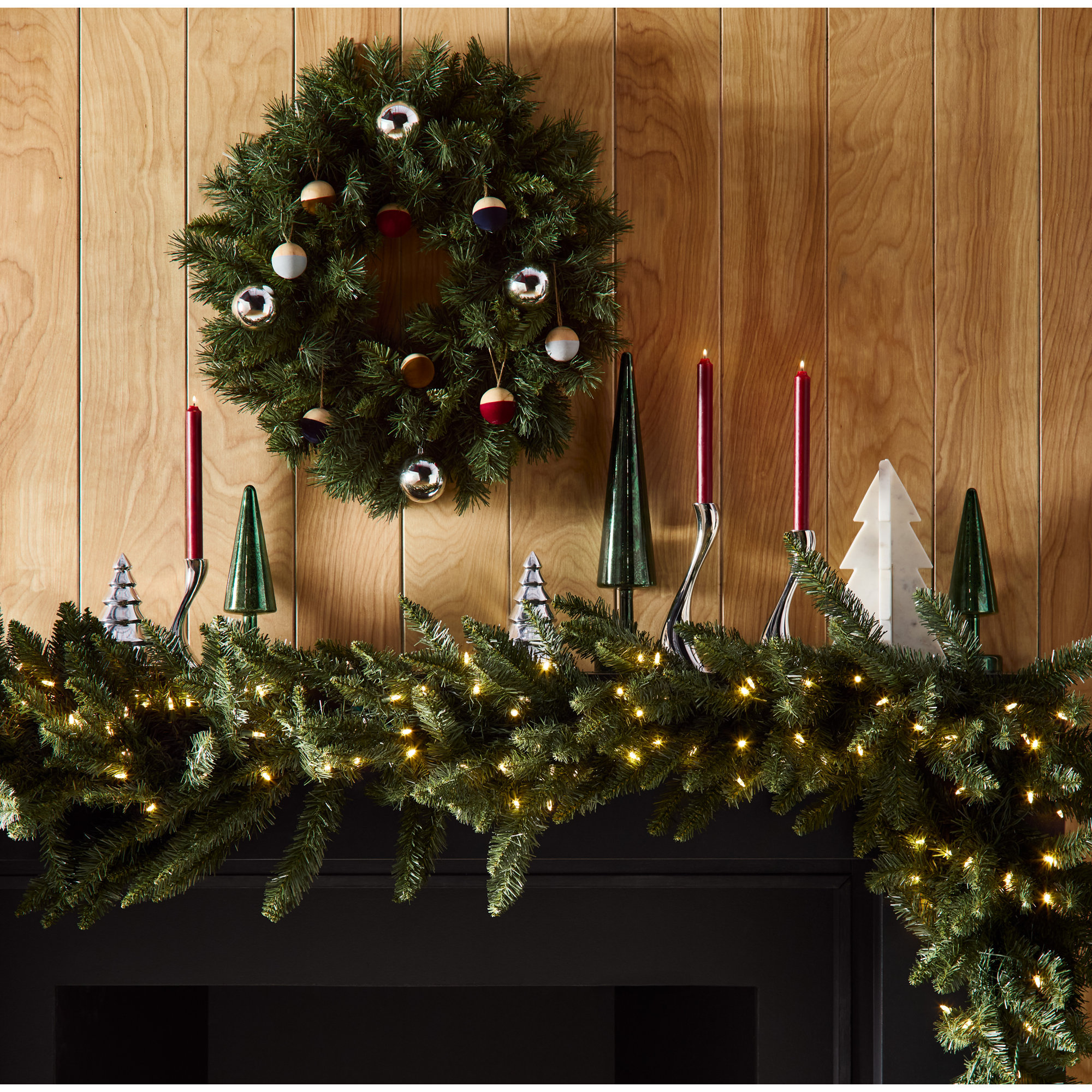 Sparkle Cone LED Trees, Set of 2, 18" H x 3.5" W x 3.5" D, Green