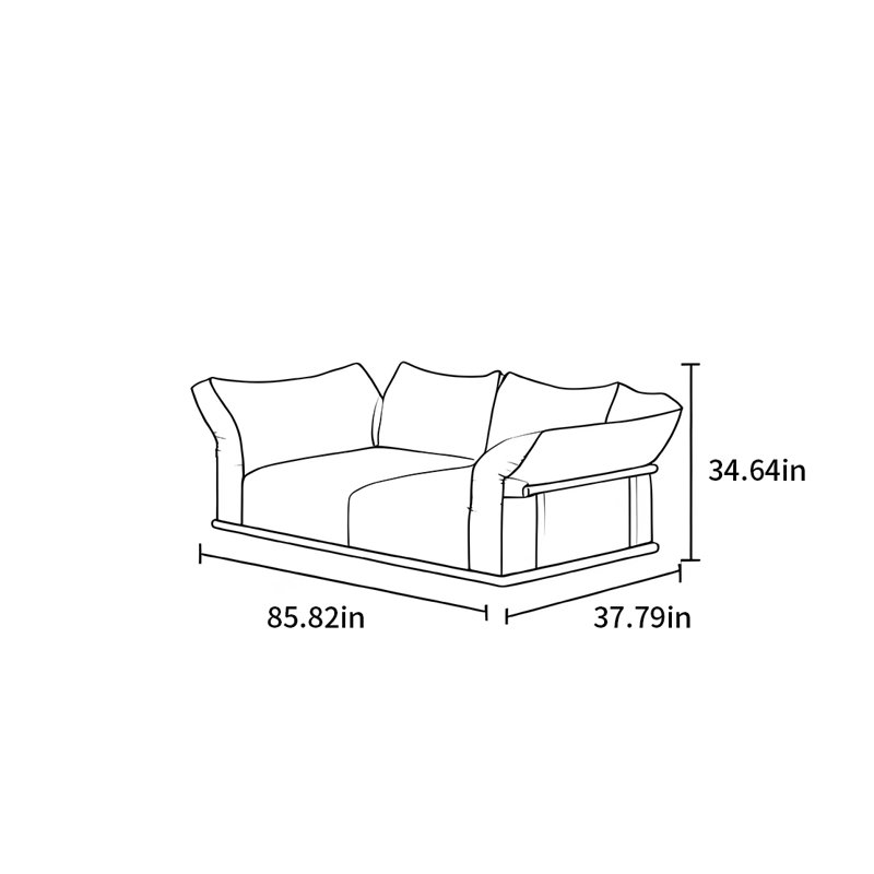 Canapé à pétales flottant en tissu antique, H 34,64 po x l 85,82 po x P 37,79 po