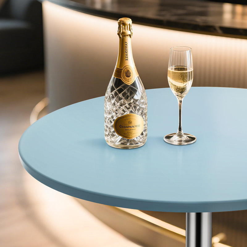 Bistro Pub Table Round Adjustable Height Bar Cocktail Table Swivel Dining Table with Chrome Base, Blue