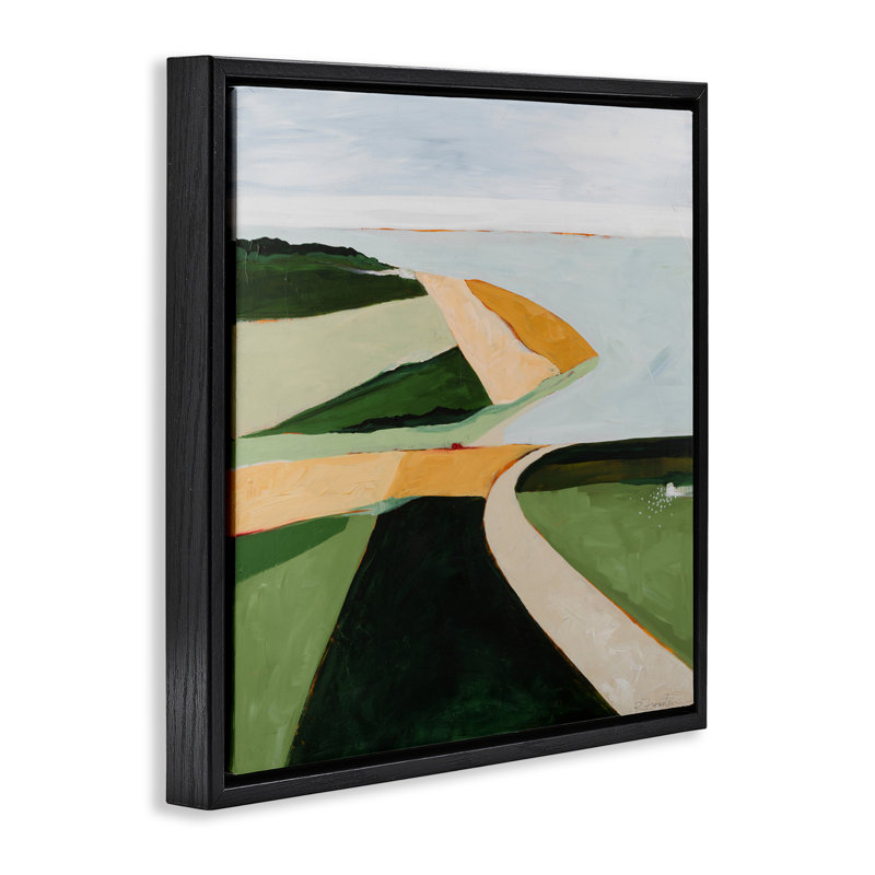 Cadre flottant Where The Land Breathes, conception par Ruth Fromstein, Cadre flottant noir de jais, H 18 po x l 18 po