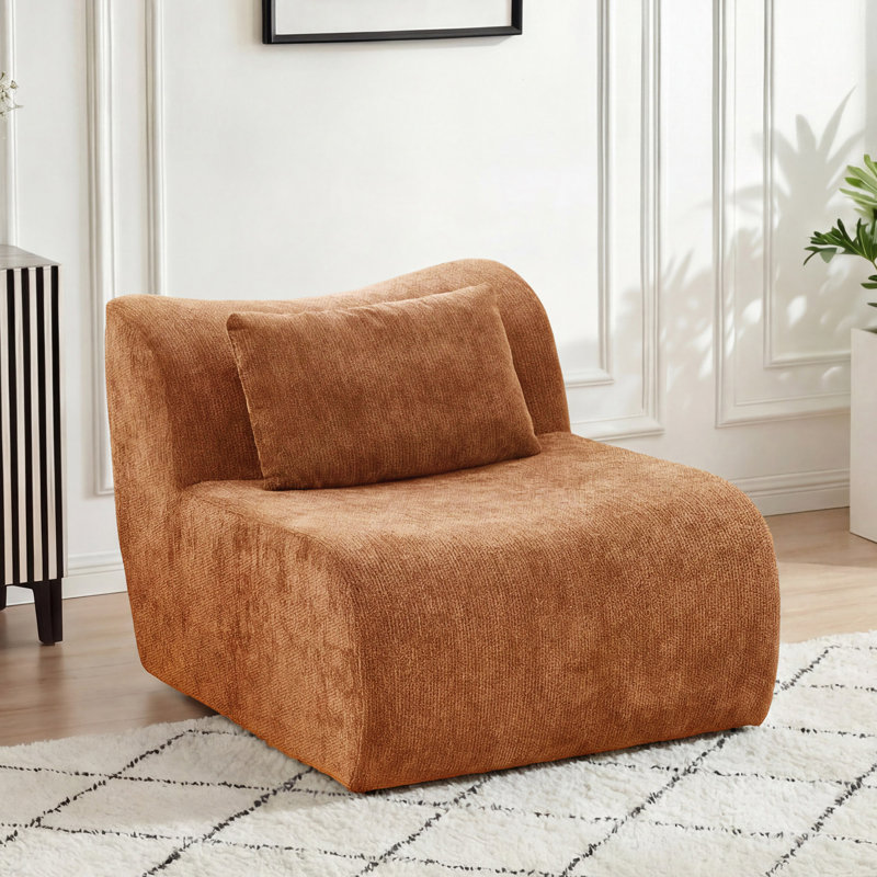 Chaise rembourrée sans accoudoirs, Orange