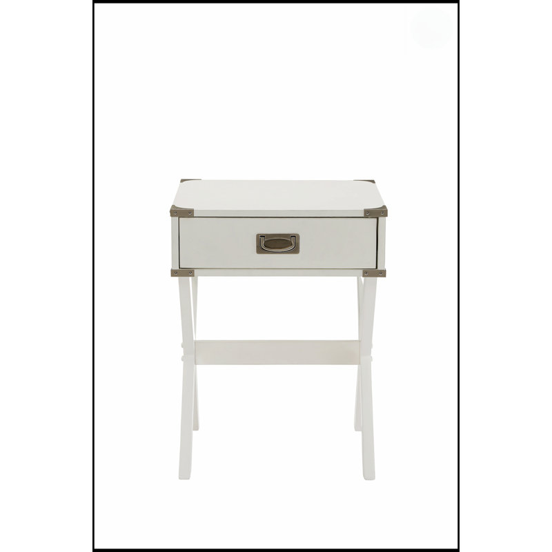 Table d'appoint avec tiroir Babs à finition blanche, alliant élégance et fonctionnalité pour les intérieurs modernes., Blanc