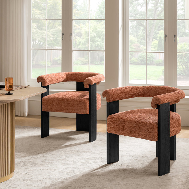 Chaise de salle à manger moderne avec boucles en bois massif 24 po Ballycor, Corail