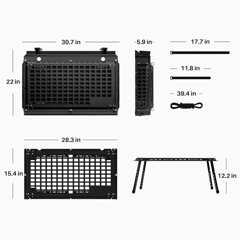 Rear Side Window Storage Box,  Modular Storage MOLLE Panel for Tools MOLLE Accessories, Rear Window Storage Panel Kit Storage Box with Lock Fits for Jeep Wrangler JL 2018-2024
