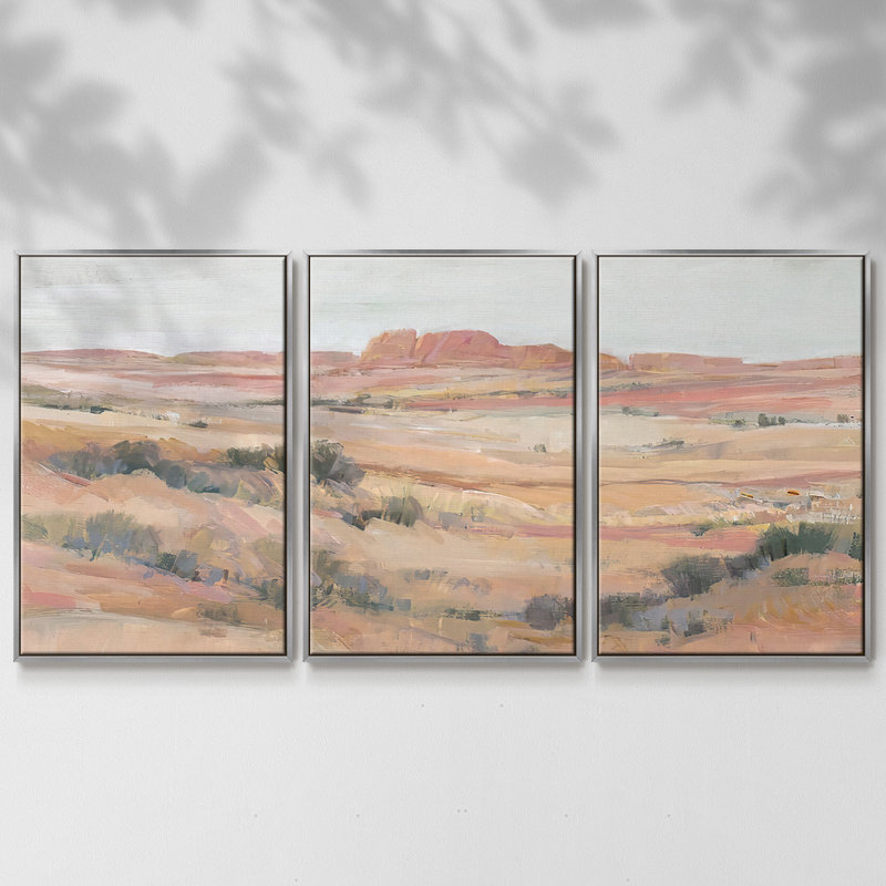 Southwest Landscape II - Toile encadrée à pièces multiples, Argent, H 24 po x l 48 po x P 2 po
