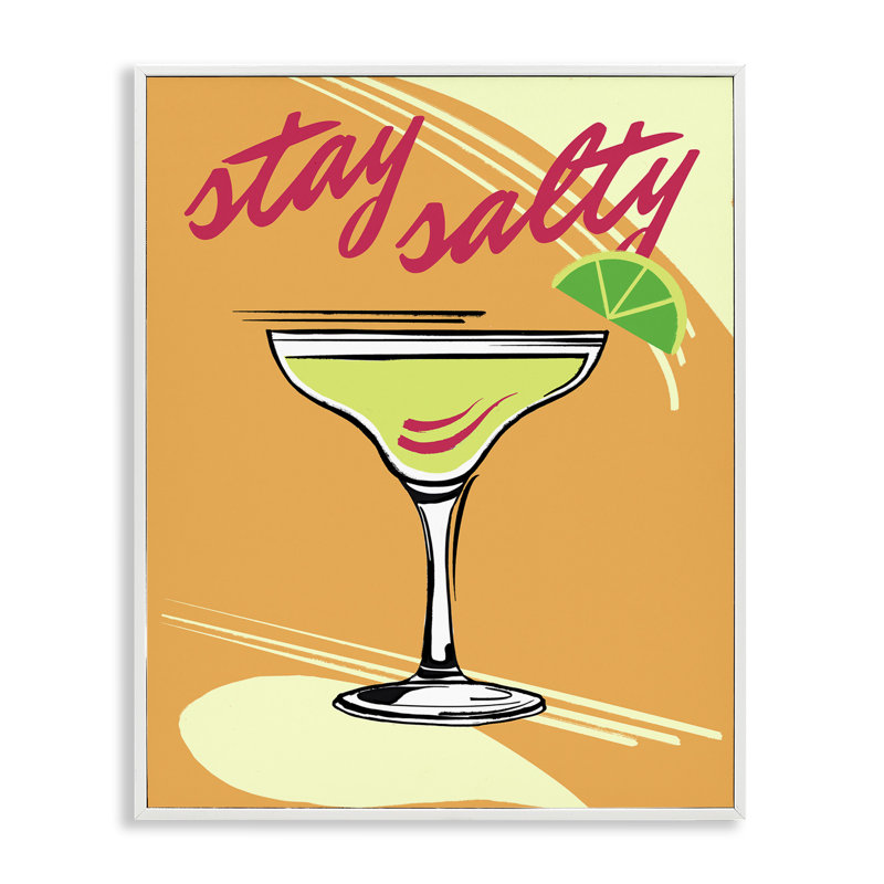 «Stay Salty Cocktail», estampe numérique par Elizabeth Medley, Estampe numérique encadrée blanc bord de mer