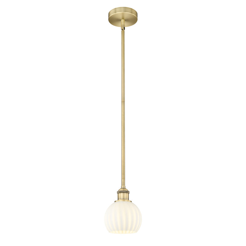 Luminaire suspendu 12 po Edison White Venetian, H 7,5 po x l 6 po x P 6 po, Laiton brossé