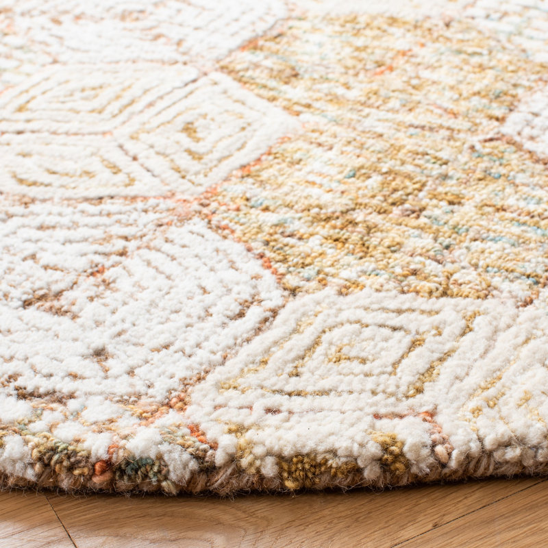 Soho Hand Tufted Wool And Cotton With Latex Geometric Rug, Round 6'