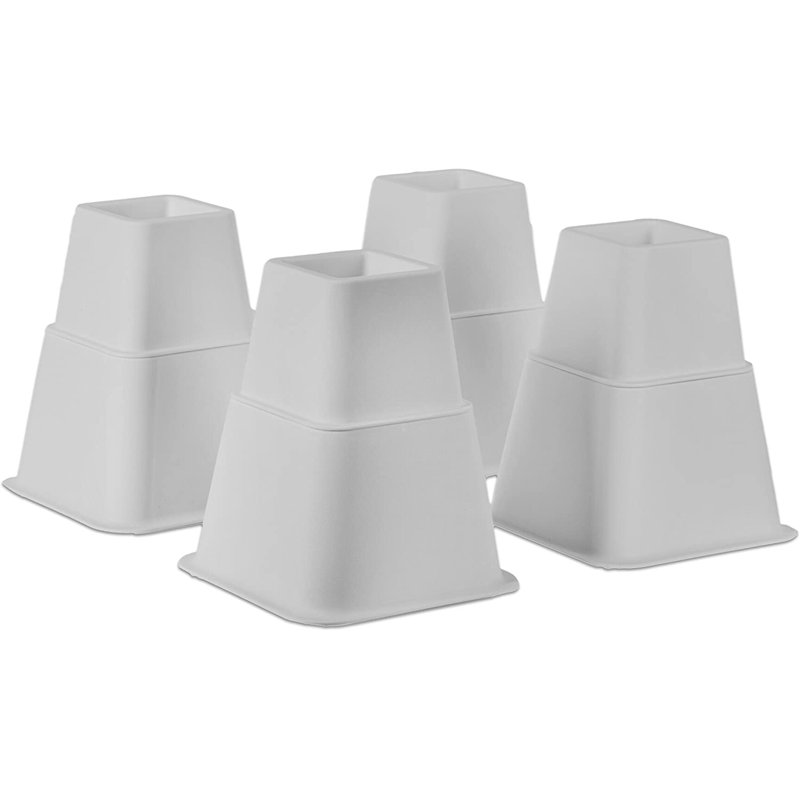 8'' Bed Risers, 8" H x 7.5" W x 14" D, White