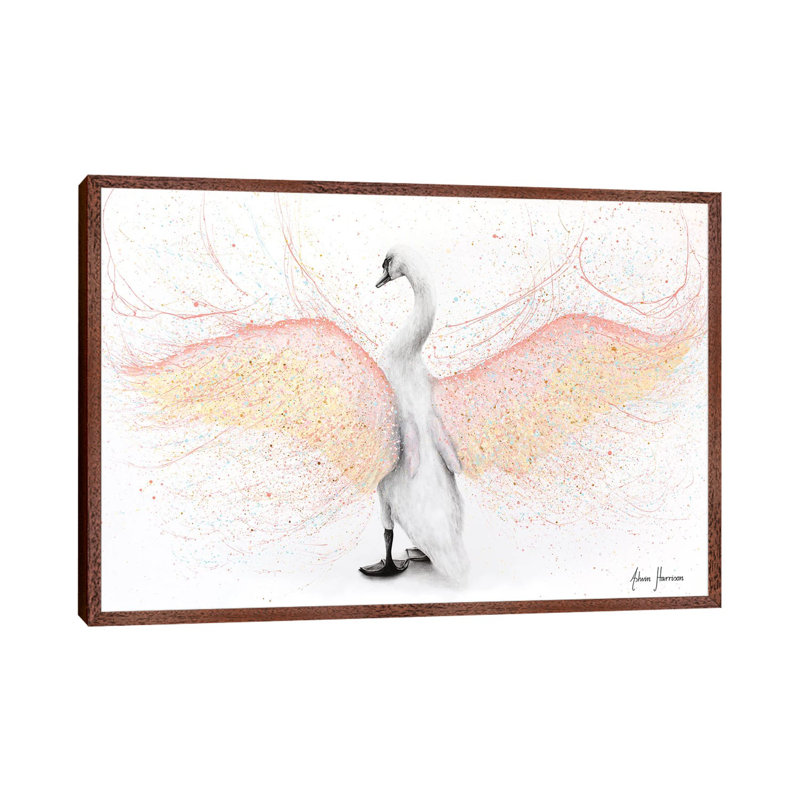 White Swan by Ashvin Harrison - Print on Canvas, Classic Brown Wood Framed, 152.5 cm H x 101.5 cm W