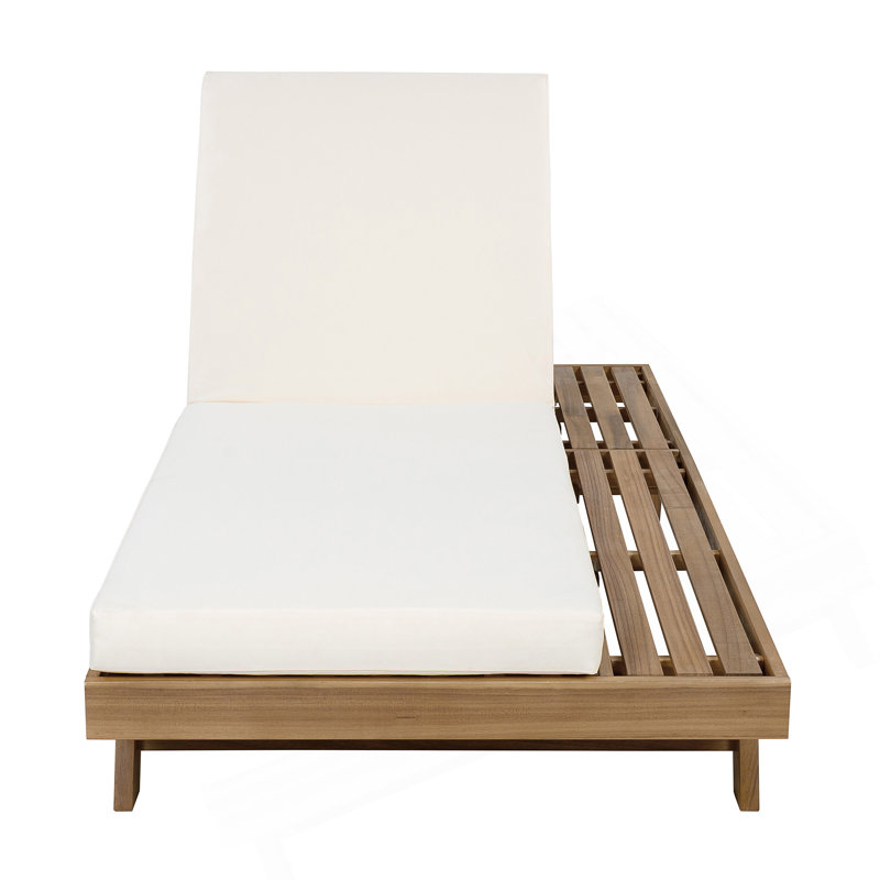 Lounge Chaise With Water-Resistant Lounge Cushions, Cream Cushion/Light Brown Frame