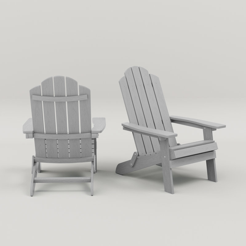 Chaise Adirondack pliante en plastique pour l'extérieur, Gris clair