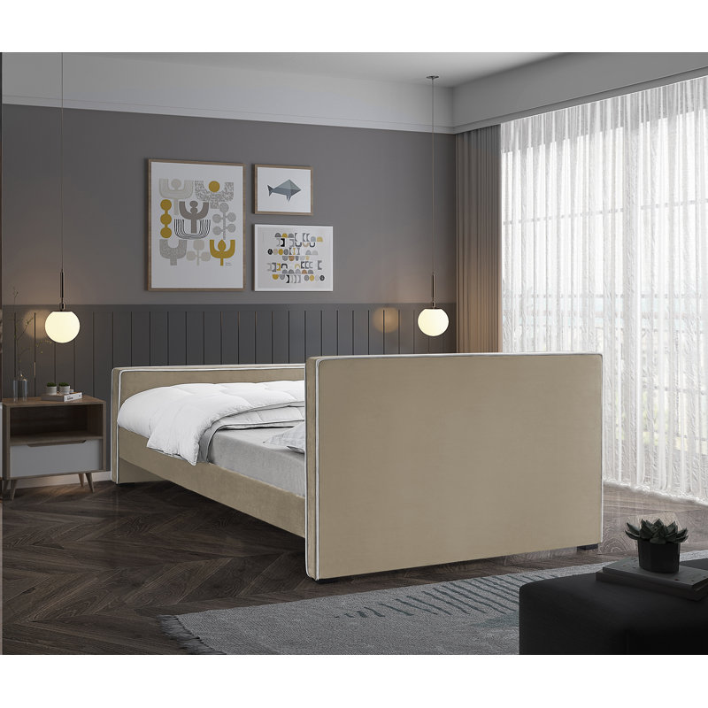 Lit en velours Haneesh, King, Velours beige