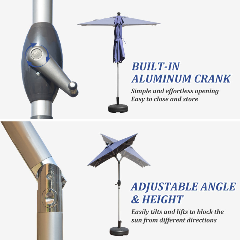 Parasol à manivelle multi-angles en aluminium pour une détente en plein air