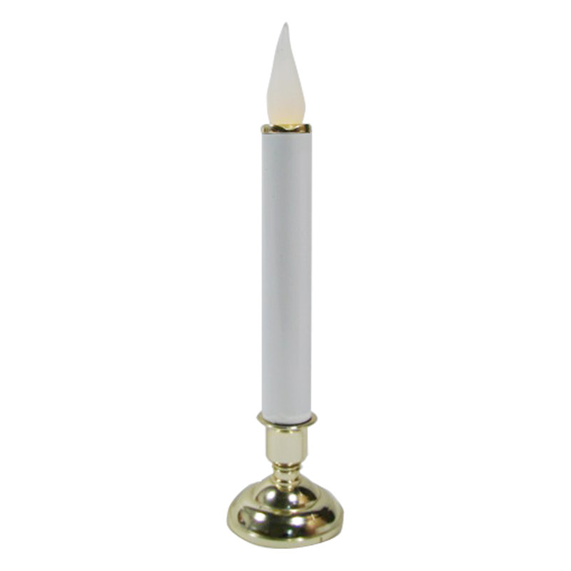 10-Inch White and Gold LED Flameless Taper Candles, 2-Pack