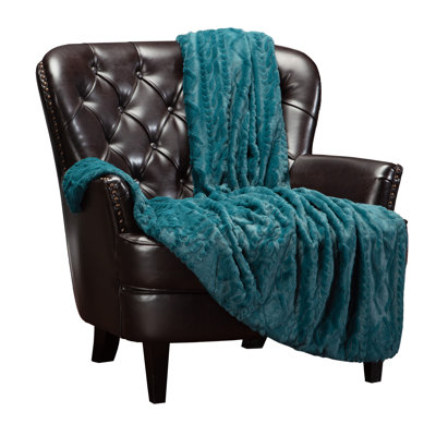 Chanasya Trestle Embossed Faux Fur Throw Blanket