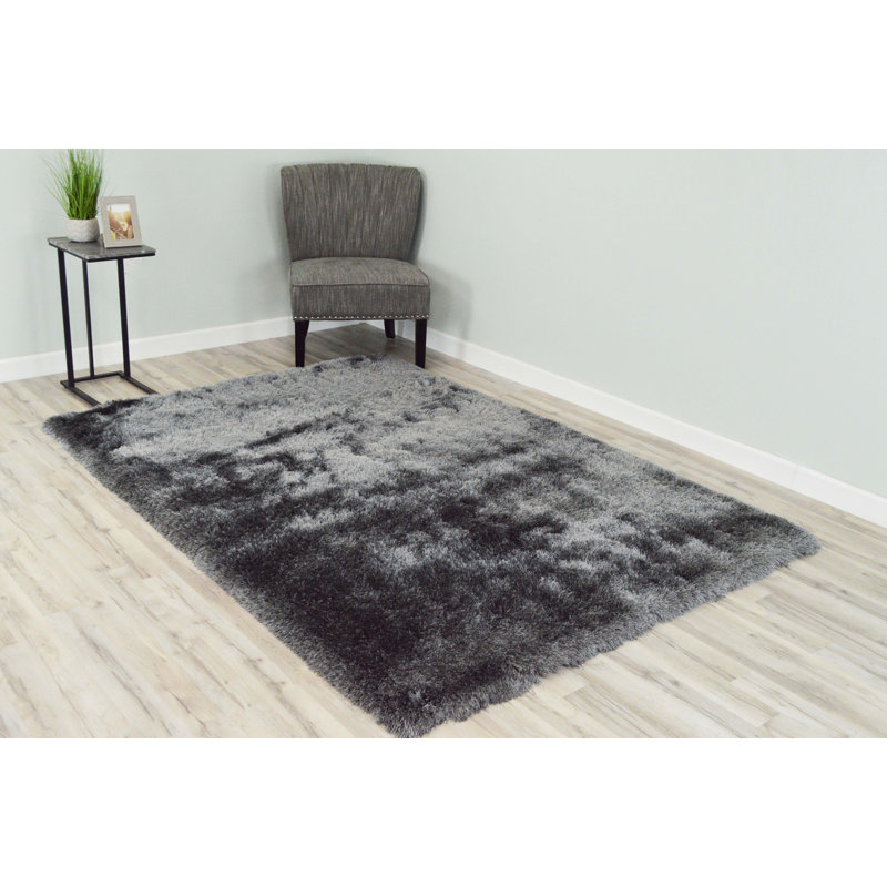 Tapis gris foncé à poils longs 5 pi 3 po x 7 pi 3 po Adrial, Rectangle 7 pi 9 po x 10 pi 5 po