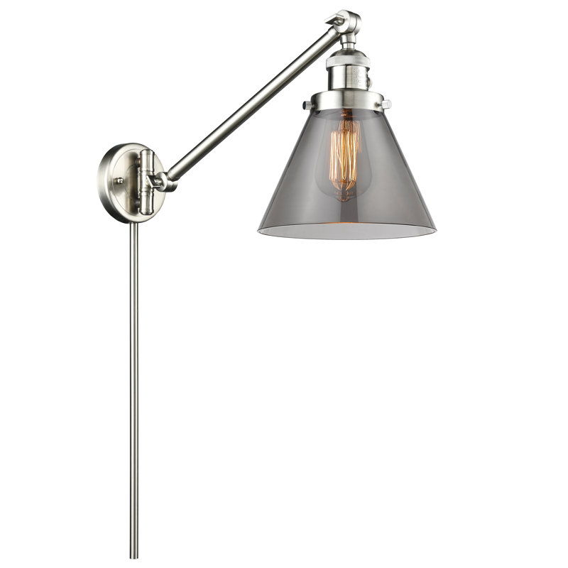 Neill Swing Arm Sconce, Brushed Satin Nickel, Smoked