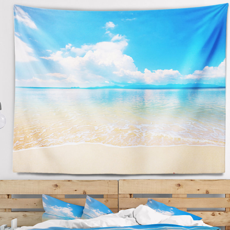 Polyester en mer de très grande taille sur tapisserie de plage calme avec accessoires suspendus inclus, H 68 po x l 80 po