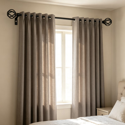 Natural 80 cm to 156 cm Single Curtain Pole 1.6 cm