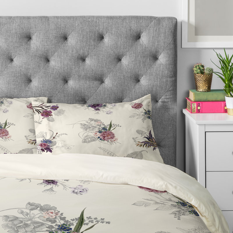 Modern & Contemporary Polyester Floral Comforter, Cream, Queen Comforter + 2 Standard Shams