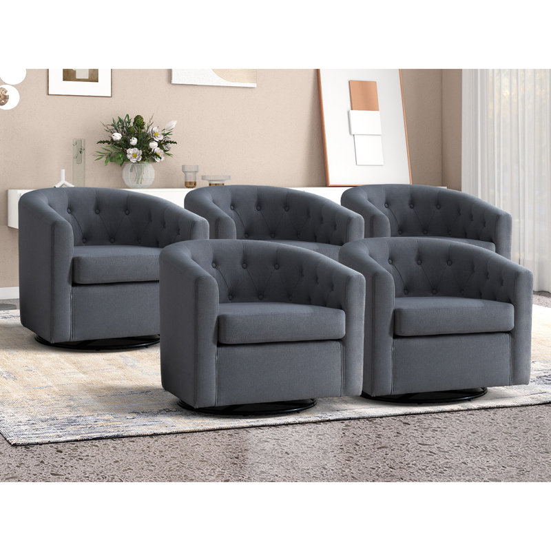 Ensemble de 5 chaises d'appoint Palopo, Lin gris