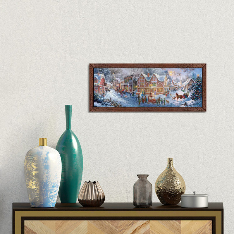 Getting Ready For Christmas by Nicky Boehme - Panoramic Painting on Canvas, 121.92 cm H x 40.64 cm W, Brown Framed
