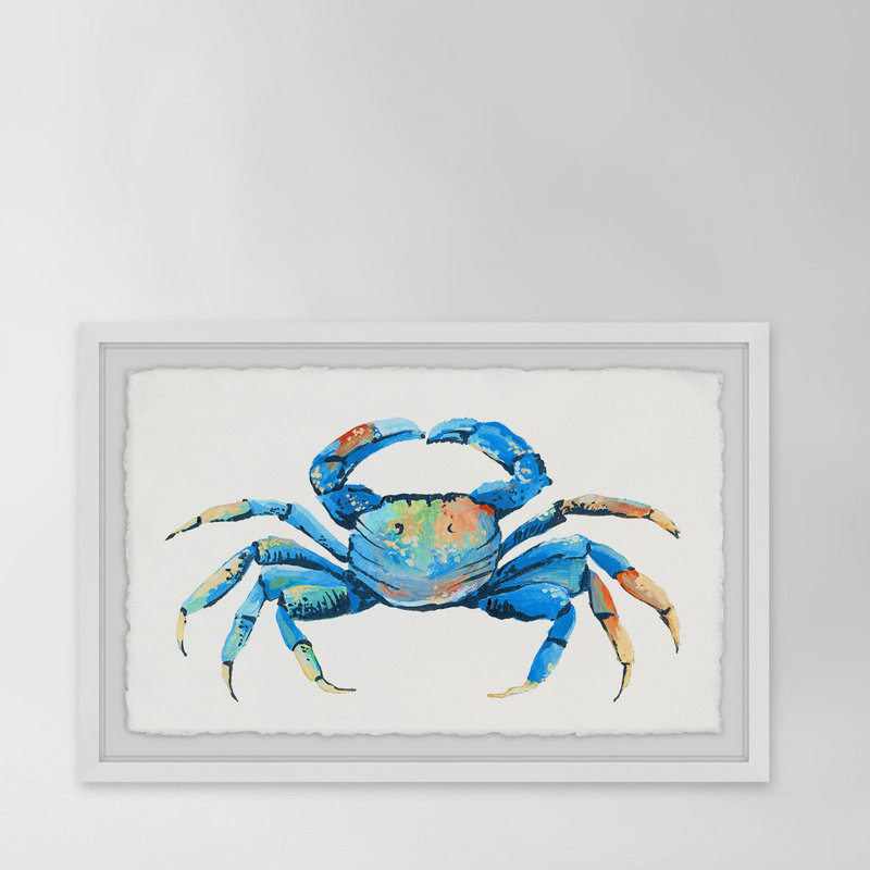 Blue And Orange Crab - Single Picture Frame Painting, 61 cm H x 91 cm W x 4 cm D