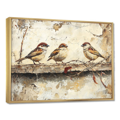 Bird Sparrows By The Farm House - bird Large Wall Art
