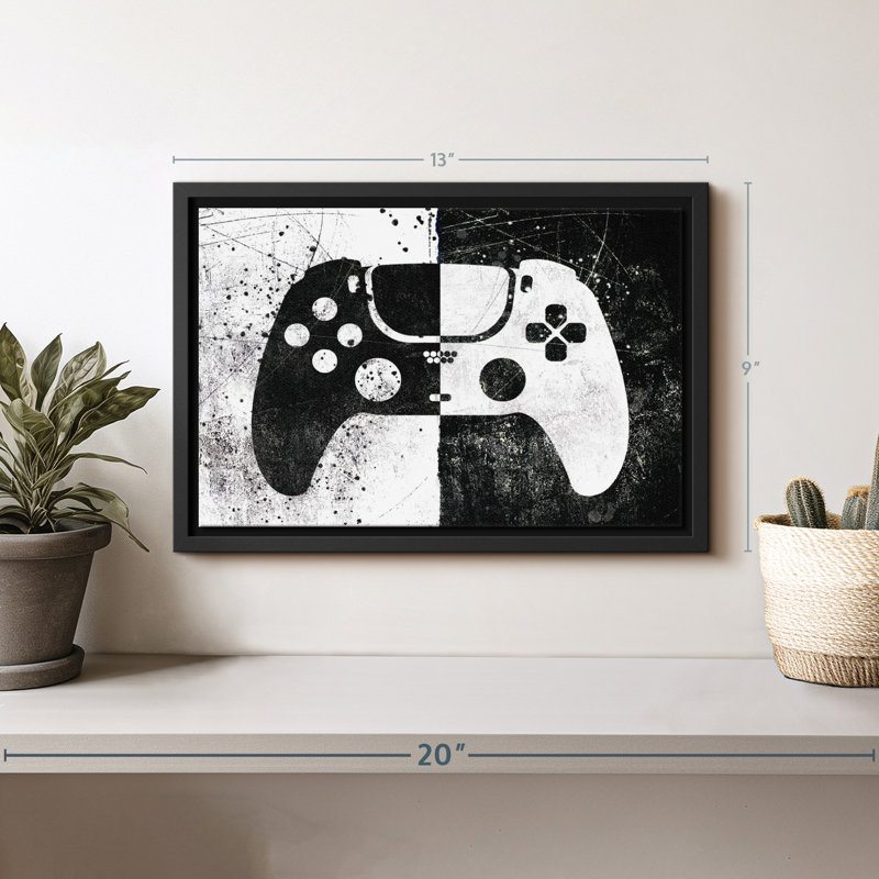 Impression sur toile de contrôleur de jeu grunge, H 9 po x l 13 po