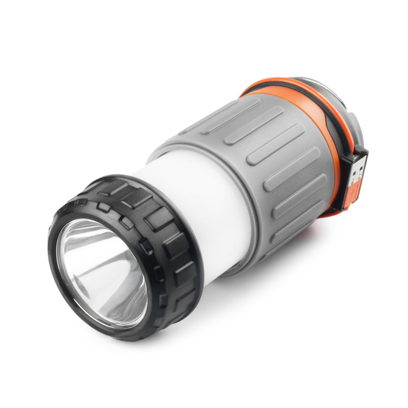 Gray and Orange ABS USB Rechargeable Camping Lantern