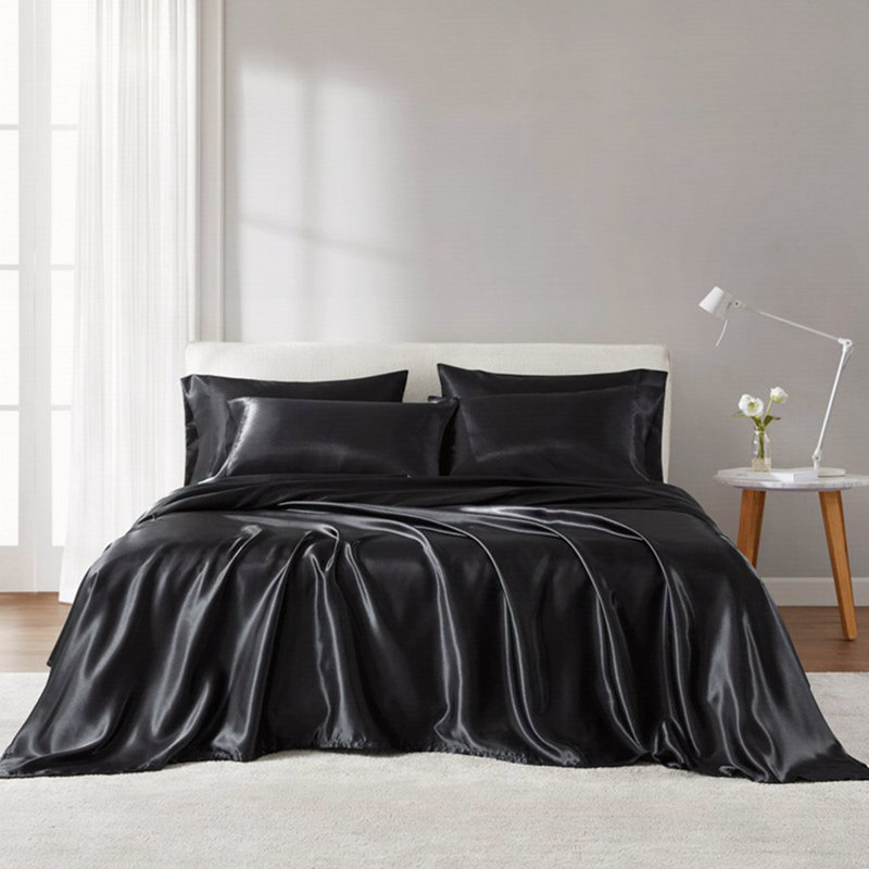 Luxury Sheet Set, Black, Twin Coverlet + 3 Additional Pieces